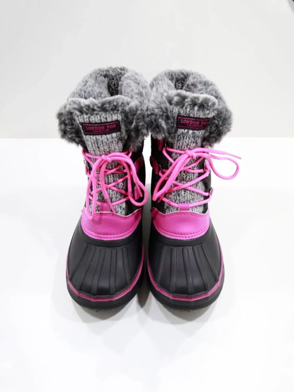 London Fog Tottenham Black & Pink Waterproof Fleece-Lined Snow Boots - Juniors 4